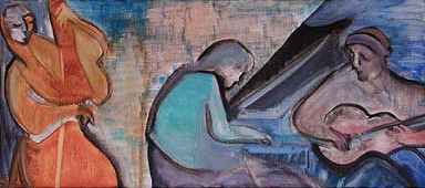 Musicians at Marciac, 16 x 36 inches