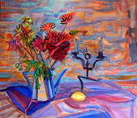 Candlelit Still Life, 30 x 34 inches